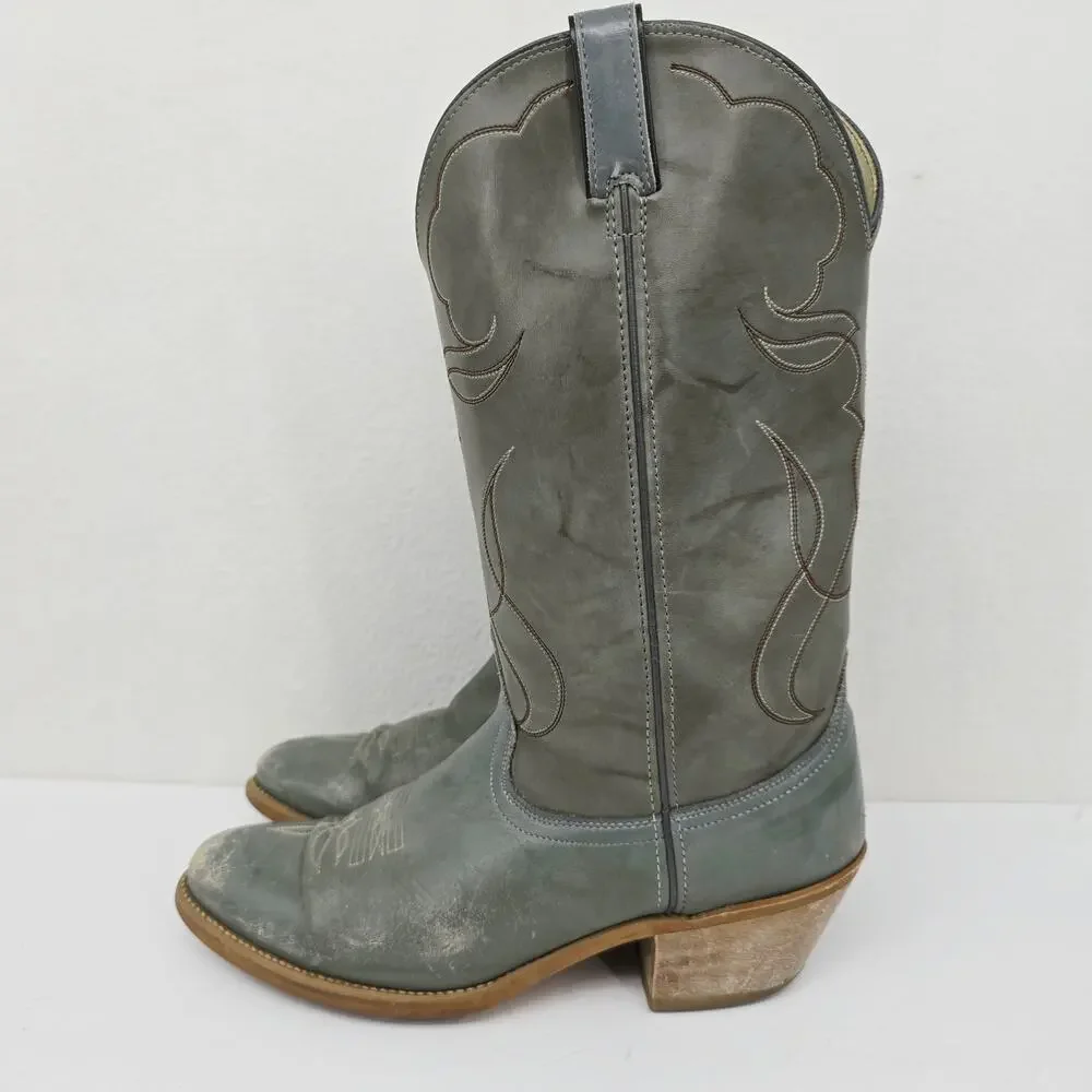 Vintage Acme Men's Western Cowboy Boots Gray 12